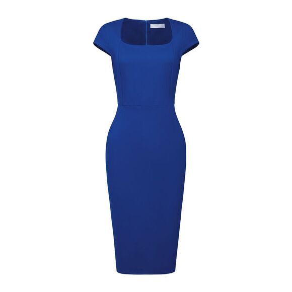 Hobemty Dresses & Skirts - Sheath Dress Square Neck Cap Sleeve Workwear Pencil Dresses Royal Blue